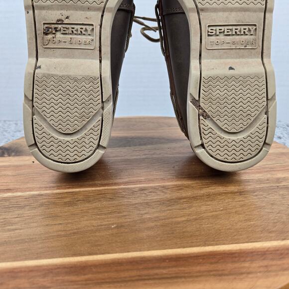 Sperry Top Sider Men 8M Leeward 2-Eye Two Tone Brown Leather Lifestyle Boat Shoe - Picture 10 of 12